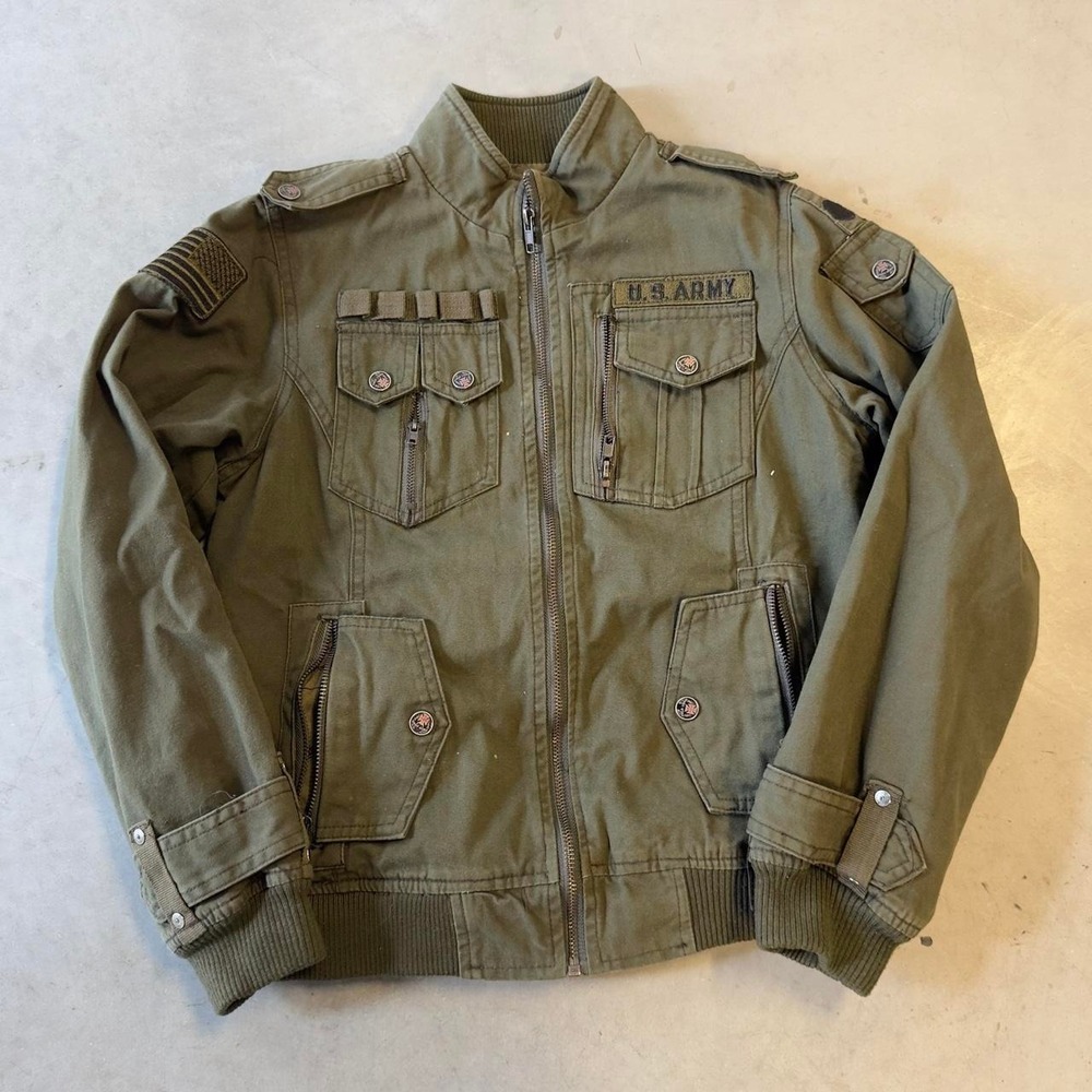Vintage y2k women's military fitted tactical zip up jacket
